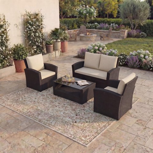 Rattan garden furniture set - garden, 4