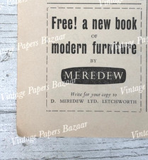 Meredew Modern Furniture Letchworth vintage 1954 very small print advert