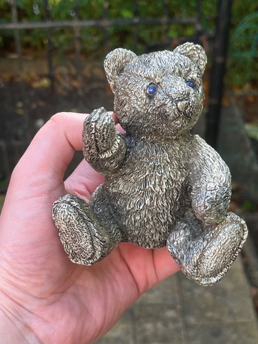 Sterling silver teddy bear - silver,