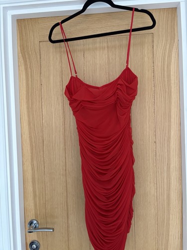 House red ruched dress l - of, cb
