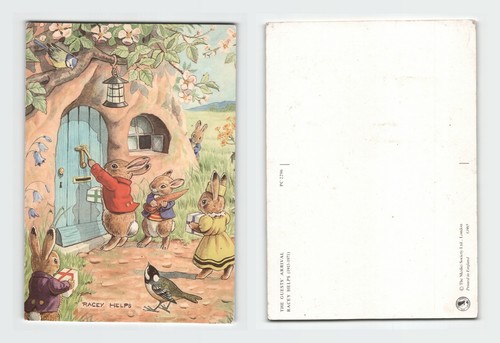 Vintage postcard racey helps - vintage,