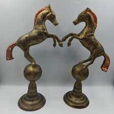 Metal and brass horse statues
