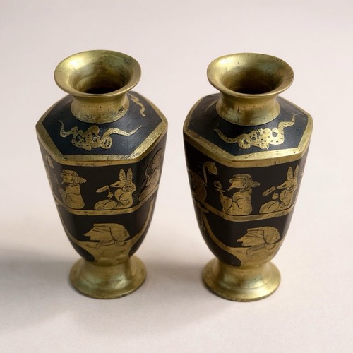 Vintage brass vases pair - brass,
