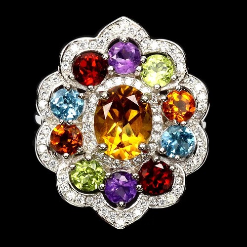 Silver ring citrine garnet - silver,