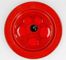 Vintage RORSTRAND SWEDISH ART POTTERY RED PION DISH / BOWL Olle Alberius 24.5cm