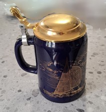 BLUE & GOLD PORCELAIN LIDDED