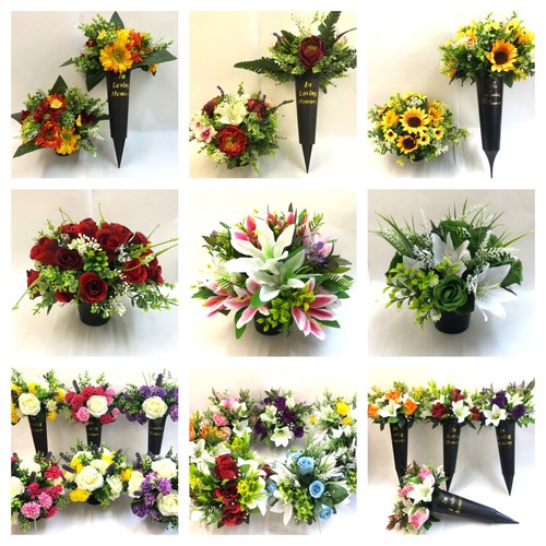 Artificial flower grave pots - artificial,