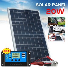 20W 12V Portable Mono Solar Panel Trickle Charger Kit Car Battery Maintainer RV