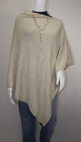 Cashmere poncho cream cape - poncho,