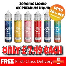 Zero Zer0mg E Liquid Eliquid ecig Vape Juice Flavour 60m No nic 0mg 70 30 VG PG 