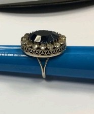 Large Sterling Silver CZ Stone’s with Blue Centre Stone Ring