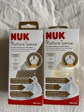 NUK Nature Sense 150ml Baby Bottle Silicone Teat S-flow 0-6m New X2