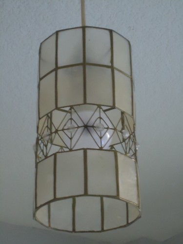 Vintage capiz shell pendant - capiz,