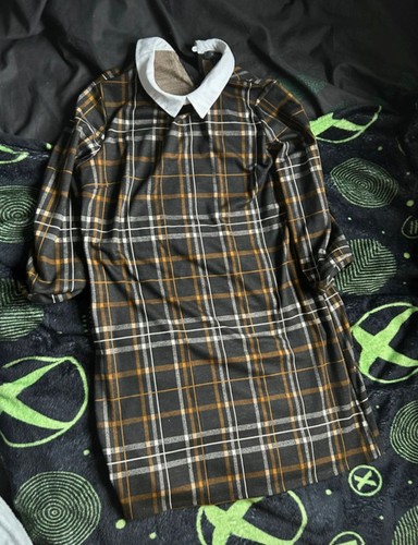 Ladies brown tartan dress - ladies,