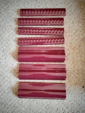 Traditional Burgundy Border Tiles, 10x5cm Dado Tile, 2.5x15cm Rope Tile