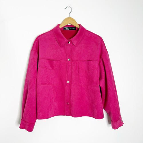 Zara hot pink faux - suede, snap