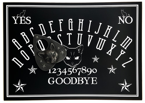 Wooden black cat - cat, ouija