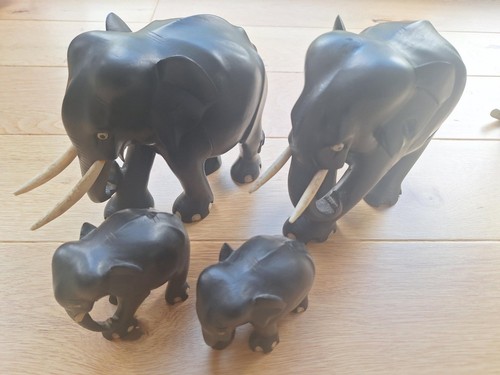 Ebony elephants 2 x 15cm - ebony,