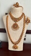 Indian jewellery South style set choker rani haar necklace  teeka tikka necklace