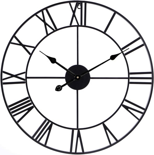 Black metal clock - metal,