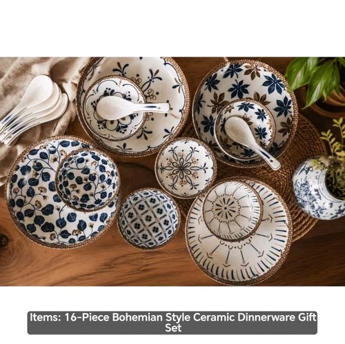 16pc bohemian floral - 16pc, ceramic