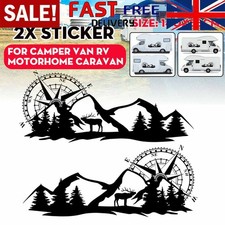 2x Compass Mountain Sticker Decals - Caravan Camper Van Motorhome Graphics New