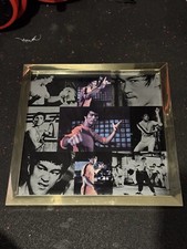 RARE VINTAGE 1970’s Collectible Bruce Lee Movie Gold Frame Picture Collage