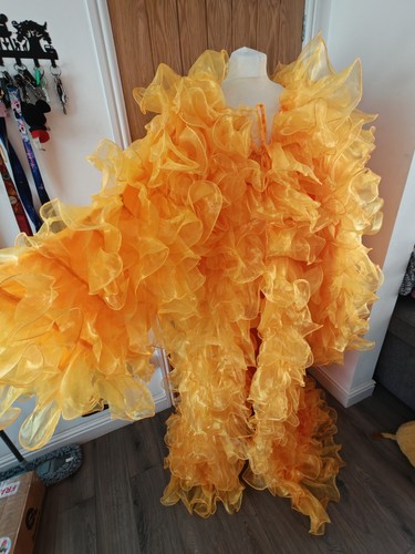 Golden yellow organza ruffle - organza,