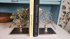Vintage Silver Globe Bookends