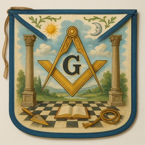 Masonic hand painted apron - hand,