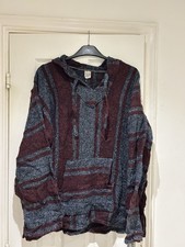 Mexican Baja Style Hoodie,Authentic Claret and Blue Colour. Big Pocket. Size 2XL