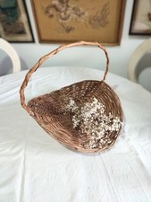 Vintage French Wicker Trug Foraging Flower Basket With Handle Rustic Decor