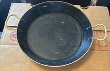 Vintage Brass Double Handled Copper Bottom Pan  12” Diameter