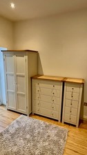 Pompey 2 Door Solid Wood Wardrobe + 5 Drawer Chest Of Drawers + 5 Drawer Tallboy
