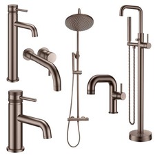 Brushed Bronze Basin Bath Filler Tap Shower Sink Mixer Finish Modern Premium
