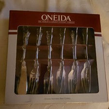 Rare Liberty Vtg Oneida Stainless Steel Solid 6 Pair Fisheaters Fish Cutlery Set