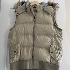 FAT FACE Cream Padded Gilet size Uk 18 Womens Full Zip Fleece Lined Exc cond