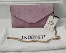 LK Bennett x Royal Ascot Dominica Suede Lilac Clutch Bag BNWT shoulder strap 