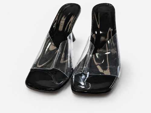 Black clear strap mules - uk, /
