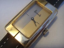 LADIES HARRODS 1980s RETRO TWO TONE COLOUR SWISS WIND UP WATCH NEW STRAP