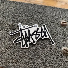 Small 5.5cm Stussy OG tag Logo CLEAR BACKED Skateboard Sticker - 1990s