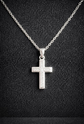 Carat white gold cross - 18,