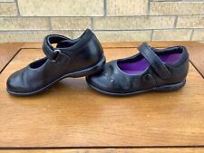 Girls CLARKS Lights Black Leather School Shoes UK 7 E Diamanté Trim LED Flash