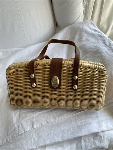 1950s laquered wicker - wicker, basket