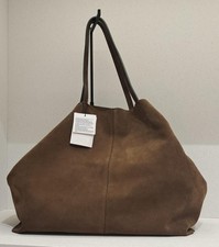 ZARA BNWT 2025. KHAKI GREEN MAXI LEATHER SUEDE TOTE BAG. 6027/610/032