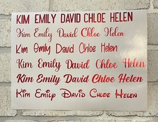 METALLIC RED Names X 5 Stickers Vinyl Wine Glass Hen Wedding Personalised Hinch