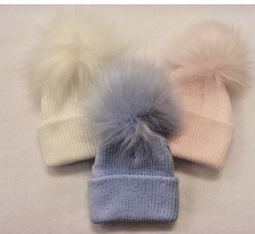 Baby fur bobble hat knitted - baby,