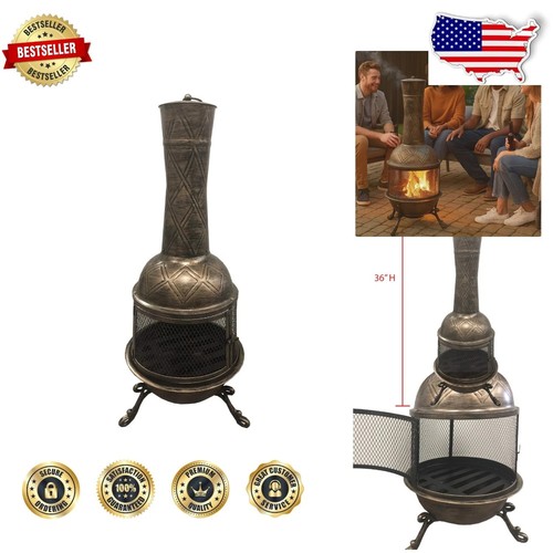 Antique bronze steel chiminea - steel,