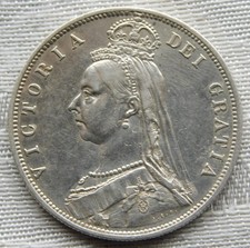 LOVELY CONDITION 1887 QUEEN VICTORIA SILVER HALF CROWN COIN