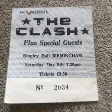 The Clash  ticket Bingley hall Birmingham 08/05/82 #2034 Down at the Casbah Tour